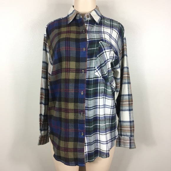 Backroad Jean Wear Tops - Vintage Flannel Plaid oversized Button Down Shirt